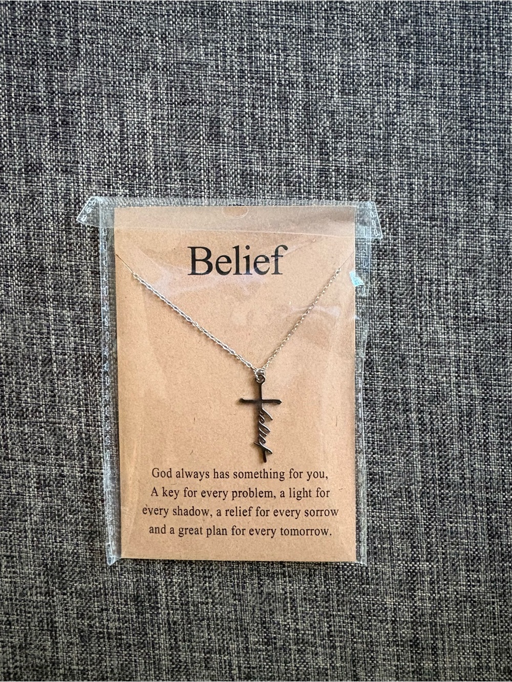 Silver Cross 'belief’Pendant Necklace - Silver